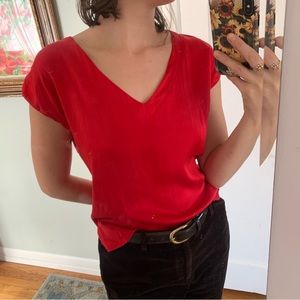 Red silk sleeveless top Clio vintage